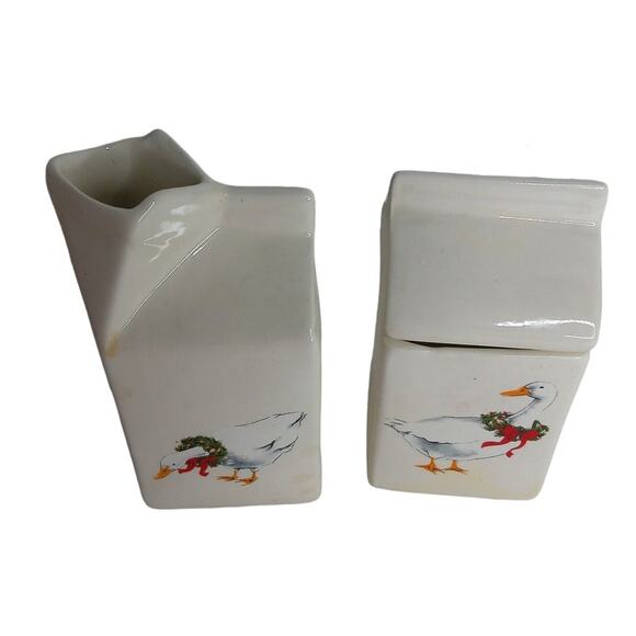 Vintage Christmas Goose Sugar and Creamer Set Handmade - Picture 5 of 8
